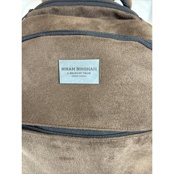 Hiram Bingham Belmond Train Brown Suede Feel Backpack Travel Daypack School Bag - Picture 2 of 12